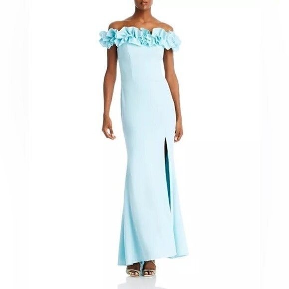 AQUA Ruffled Off The Shoulder Formal Dress, gown evening dress size 8 - Picture 1 of 10